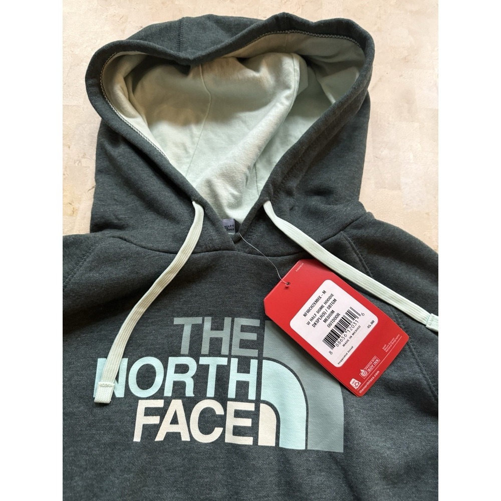 THE North Face Half Dome Pullover Hoodie Womens Sz M Medium Green Two‎ Tone NWT - Picture 2 of 7